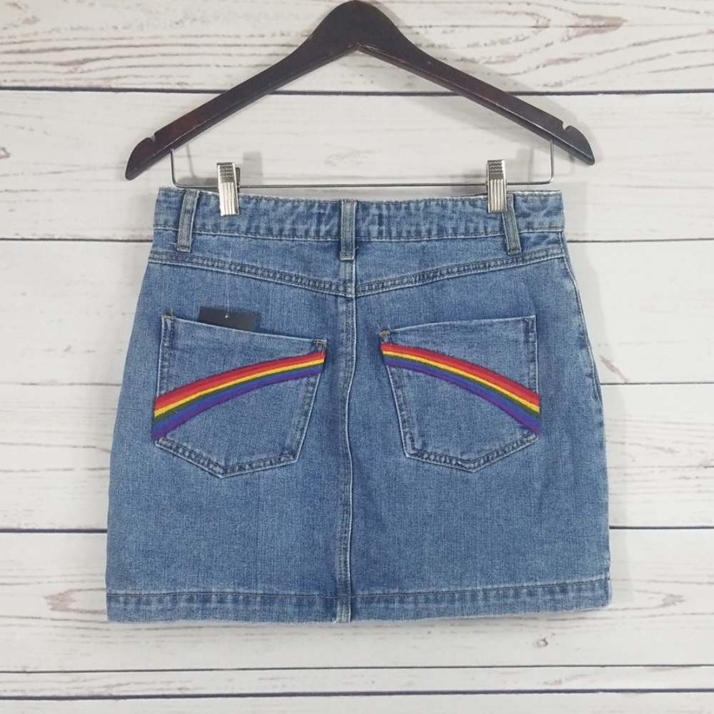 Forever 21 Rainbow Back Pocket Denim Mini/4for$20!